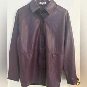 Badgley Mischka Purple Vegan Leather Shirt Jacket
